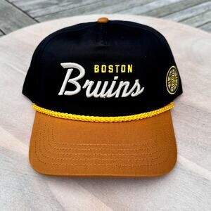 Boston Bruins Mens American Needle Black Gold Roscoe Washed Twill Adjustable Hat